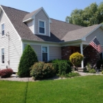 Exterior siding work on a house